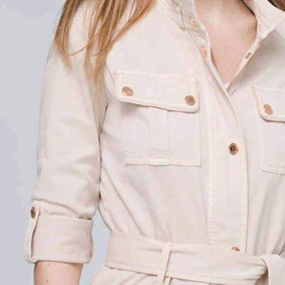 NWT White House Black Market Casual Denim Blush Pastel Color Belted Jacket - Picture 5 of 14